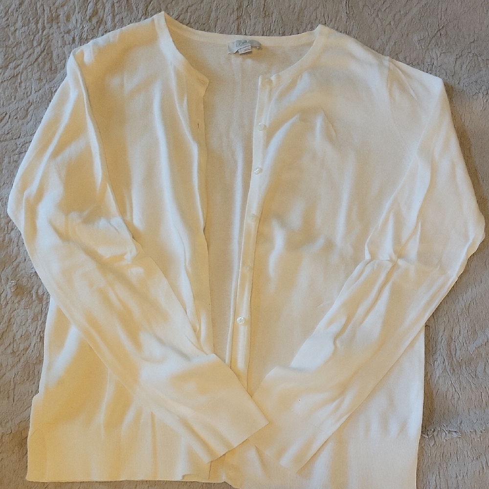 SALE 3 For $20 - LOFT Cream Knit Button-Up Cardigan LARGE